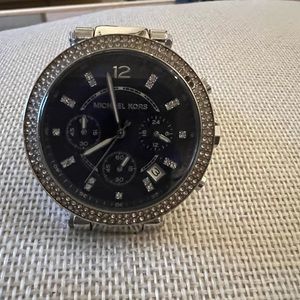 Silver with Navy blue face Michael Kors watch